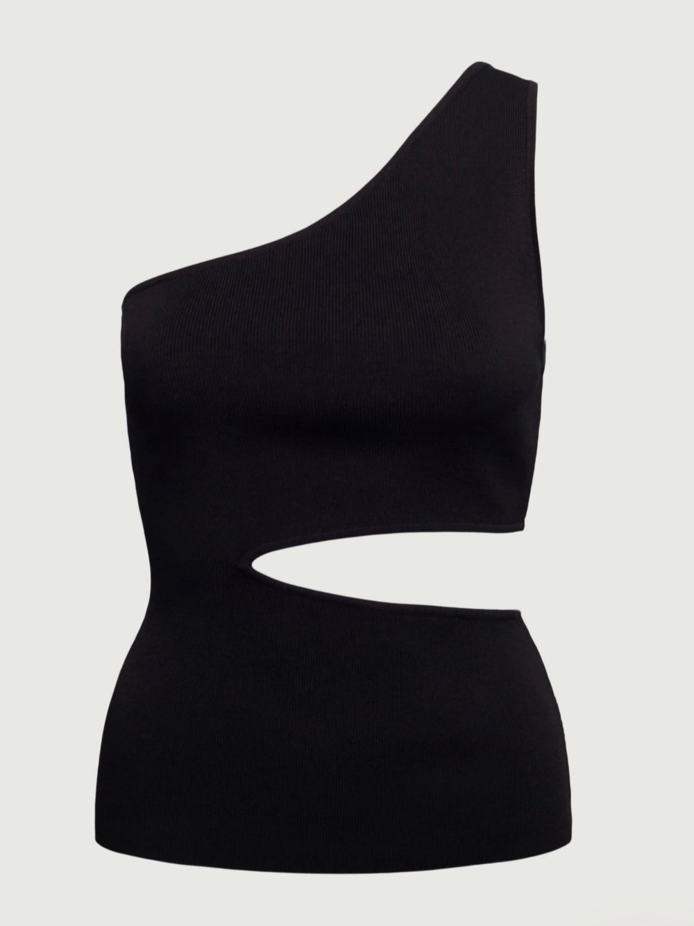 OAK + FORT Black One-Shoulder Cutout Top